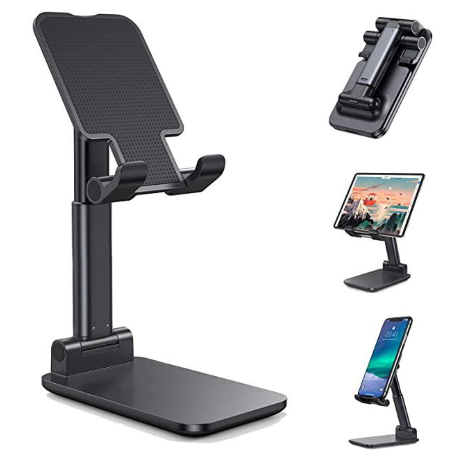 Enjoy hands-free comfort and perfect viewing angles with the HomeVyn Adjustable Foldable Phone & Tablet Stand.