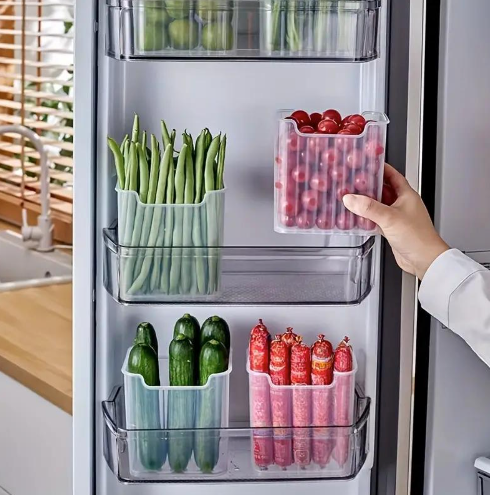 Clear Refrigerator Storage Bins – Space-Saving Reusable Containers for Kitchen Organization