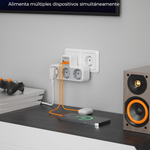 6-in-1 Wall Socket Adapter – Multi Plug with 2 USB-C & 1 USB-A Ports and Overload Protection