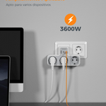 6-in-1 Wall Socket Adapter – Multi Plug with 2 USB-C & 1 USB-A Ports and Overload Protection