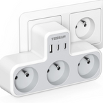 6-in-1 Wall Socket Adapter – Multi Plug with 2 USB-C & 1 USB-A Ports and Overload Protection
